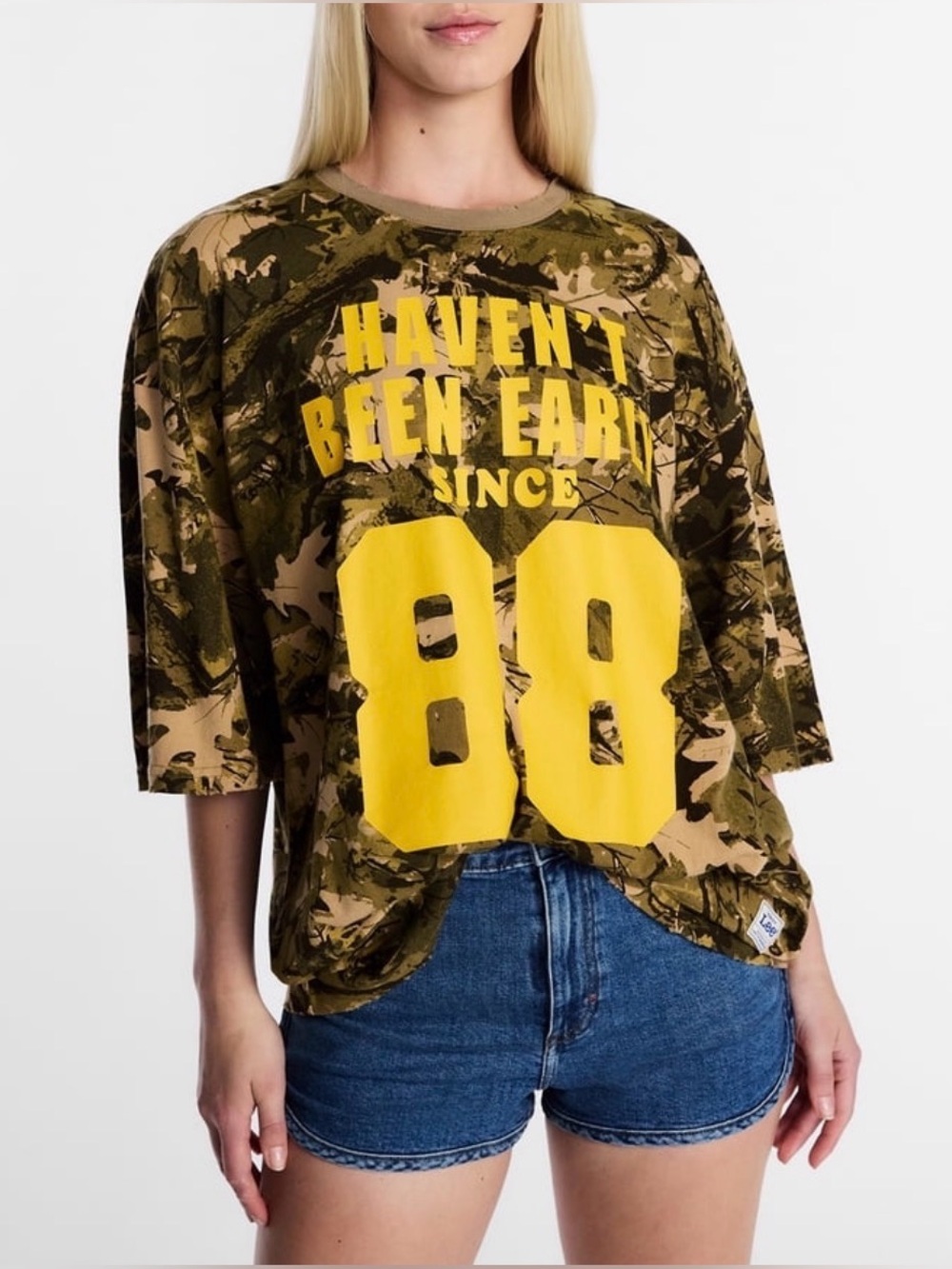 Kacey Lee Women’s Haven’t Been Boxy Camo Tee